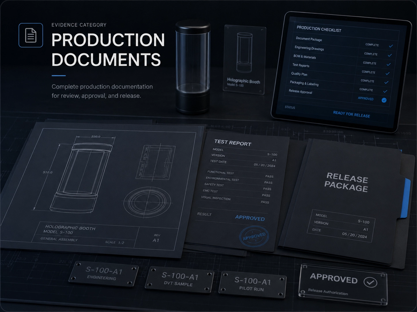 AI booth production documentation and released device records.