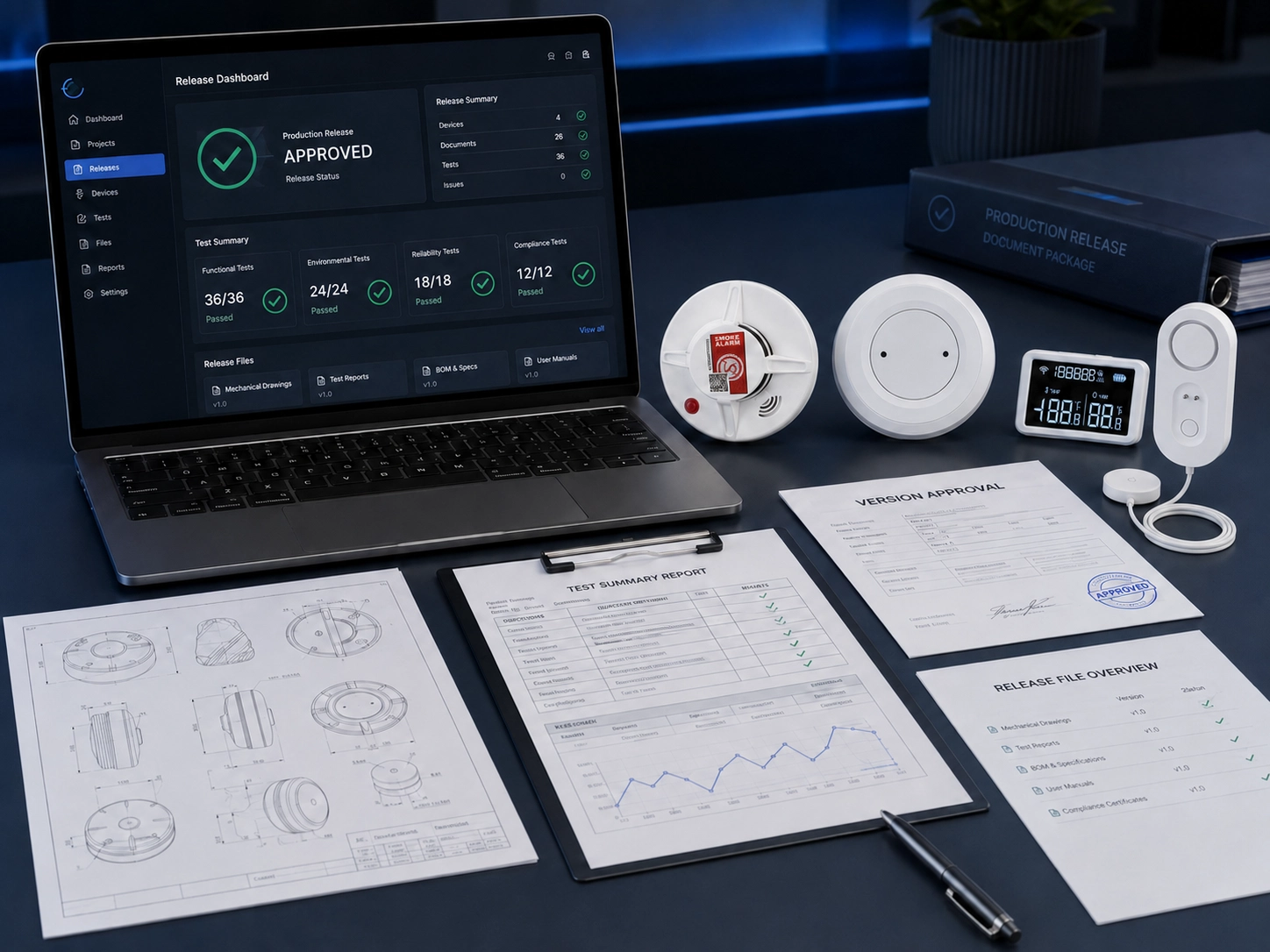Alarm and detection production documentation linked to the released configuration.