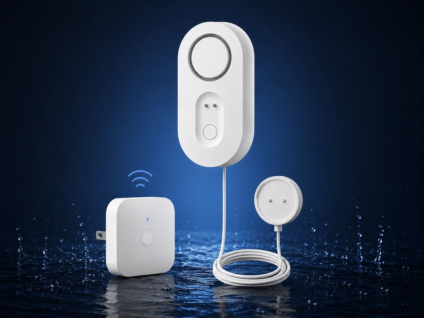 Water-leak alarm with event status shown in the monitoring interface.